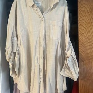 American Eagle Outfitters Go Big Oversized Beige Shirt